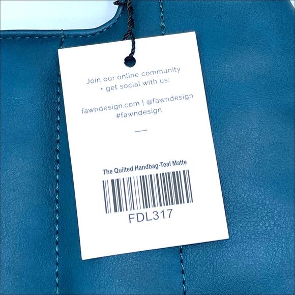 Fawn Design the Quilted Handbag or Crossbody with Dust Bag in Matte Teal - Picture 6 of 6